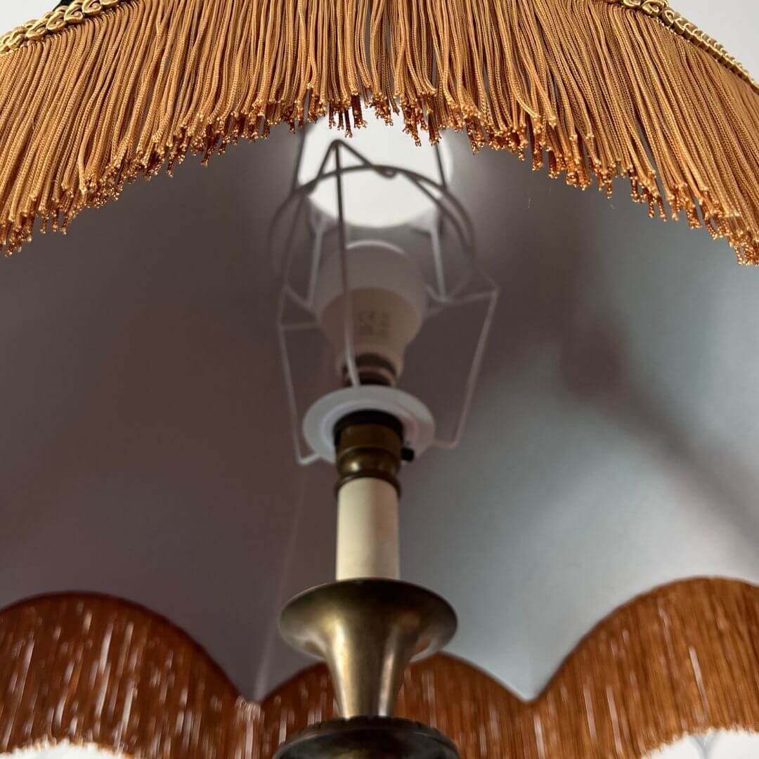 Interior lining of black velvet dome lampshade