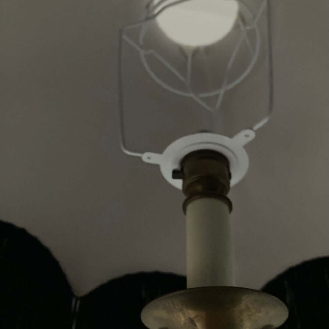 Burnt orange velvet dome parachute lampshade showing balloon lining