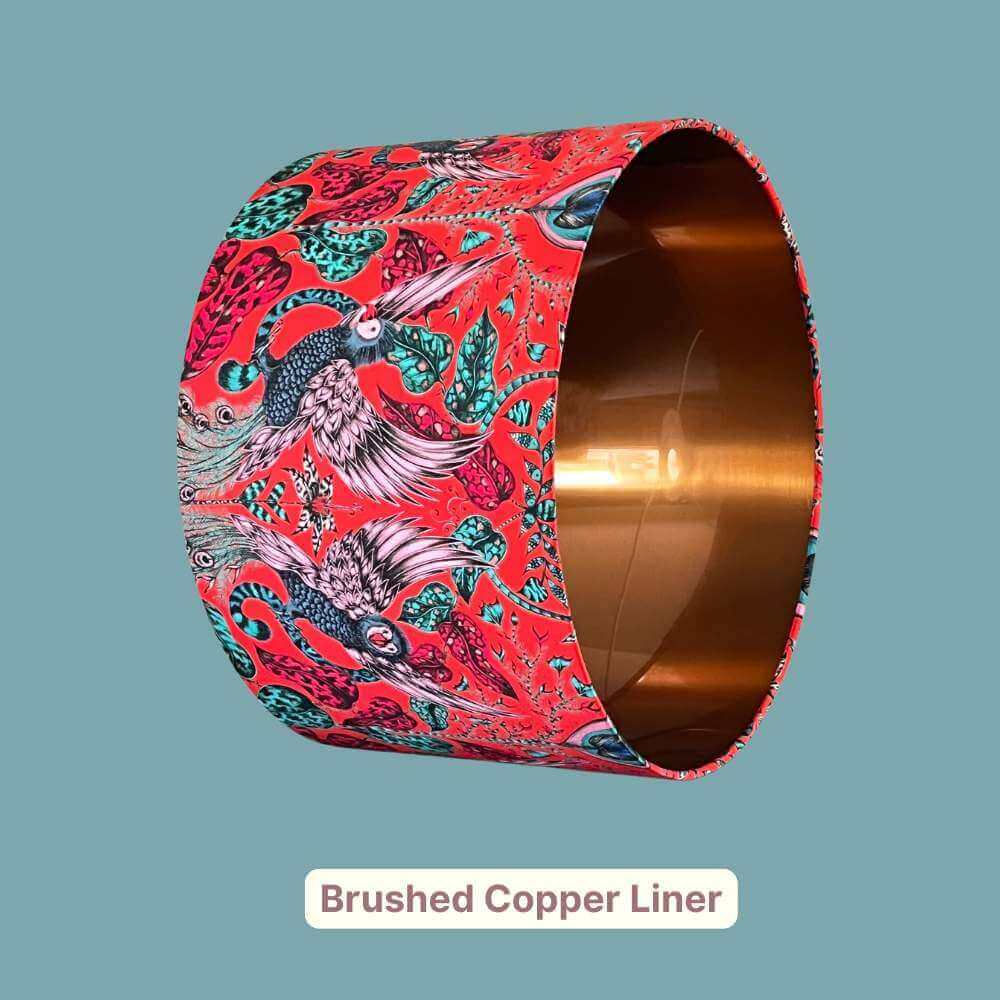 Emma Shipley Quirky Amazon Red & Teal Lampshade with copper liner