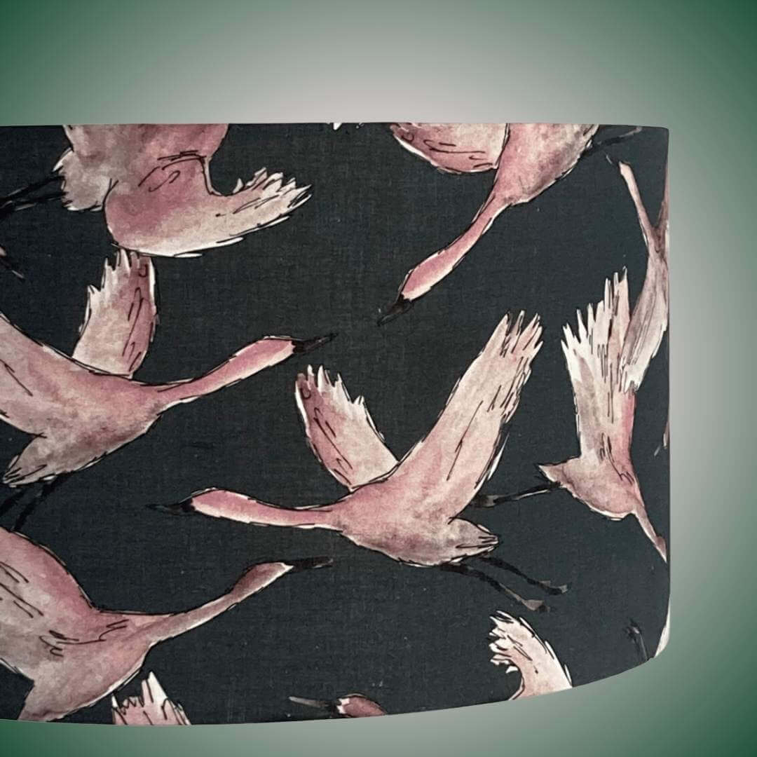 navy drum lampshade with flying birds