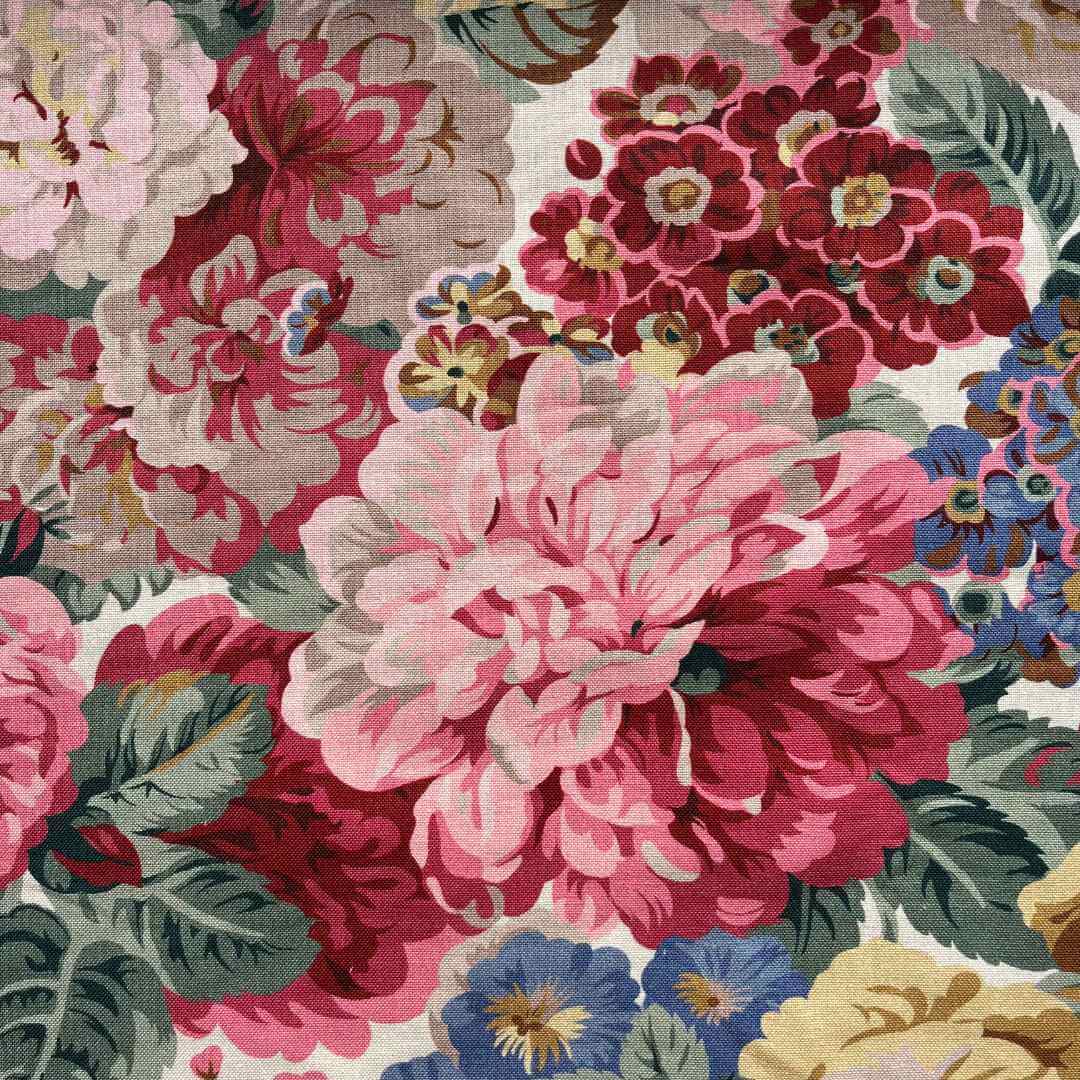 Sanderson rose and peony fabric detail