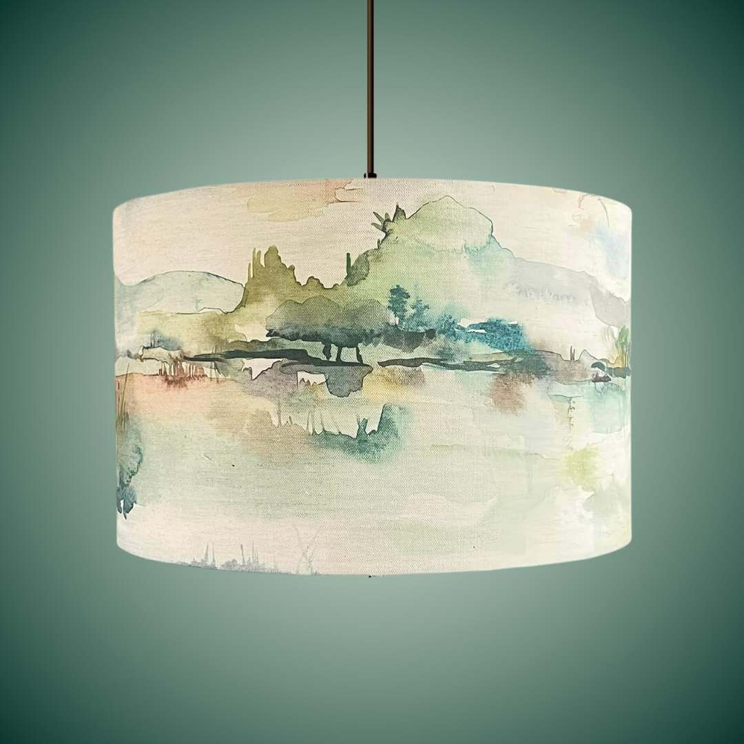 Voyage Maison Russet Shores Drum lampshade on a ceiling pendant