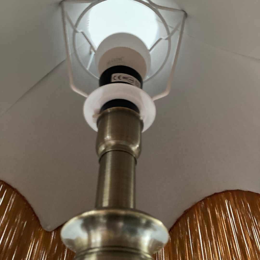 vintage style parachute lampshade in Green velvet with deep gold fringe topped with braid inside lining