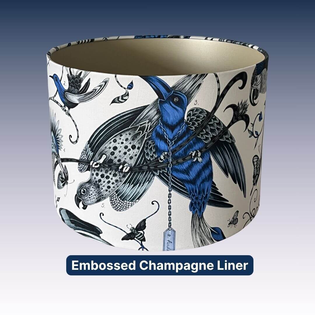 Audubon Blue Drum Lampshade - Fabric by Emma J Shipley