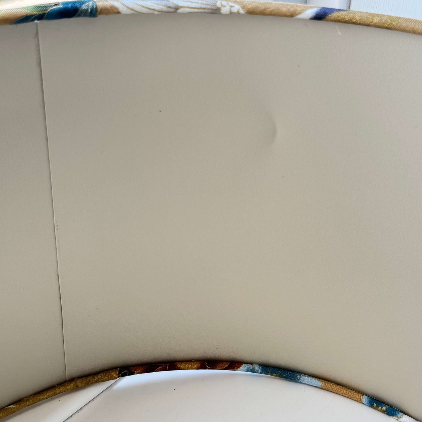 Japanese Cranes Drum Lampshade with Blue, White & Bronze Florals - Reduced Price