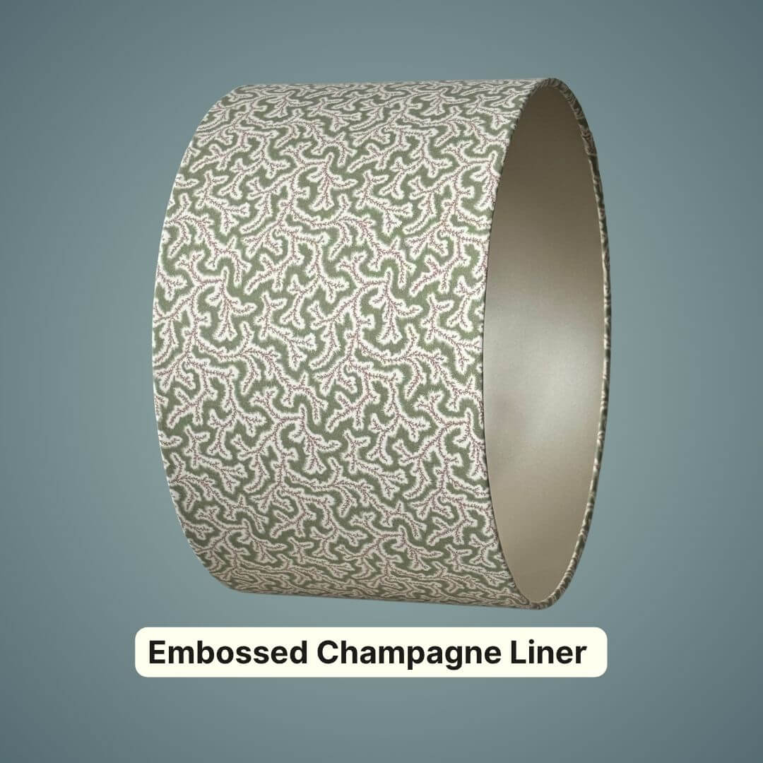 Ian Sanderson Dulcie Briar Rose drum lampshade with a champagne liner