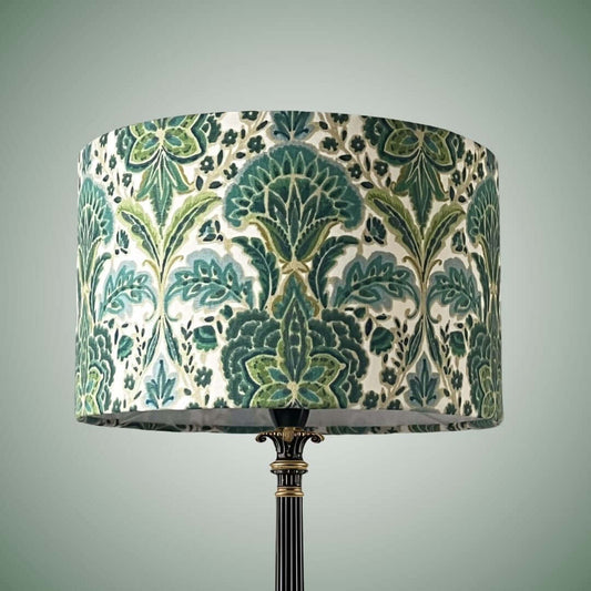 Rhapsody absinthe drum lampshade  on black ornate lamp base