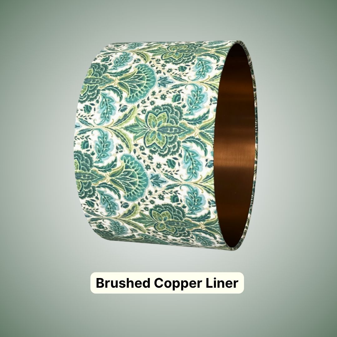 Rhapsody absinthe drum lampshade  with a brushed copper liner