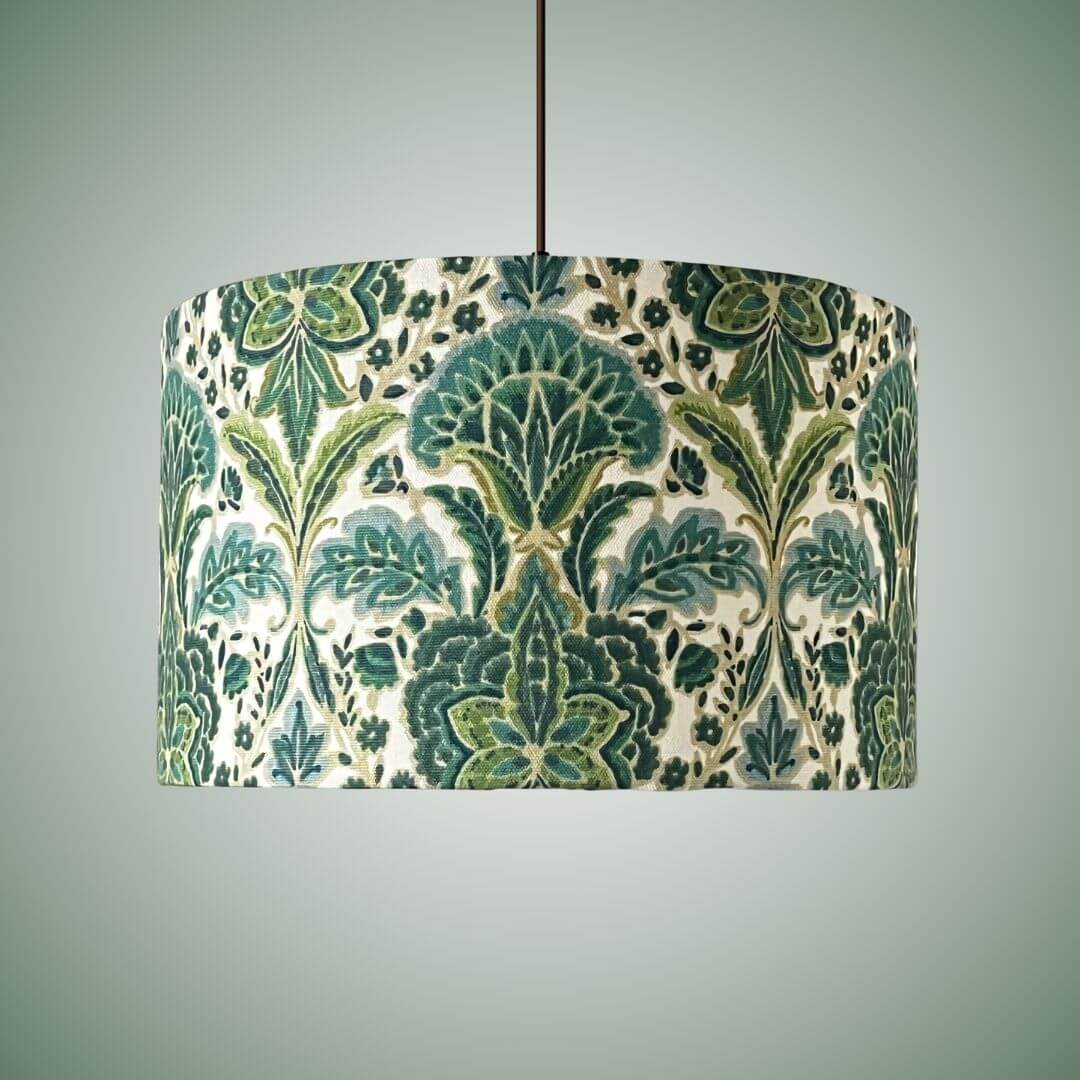 Rhapsody absinthe drum lampshade on a ceiling light