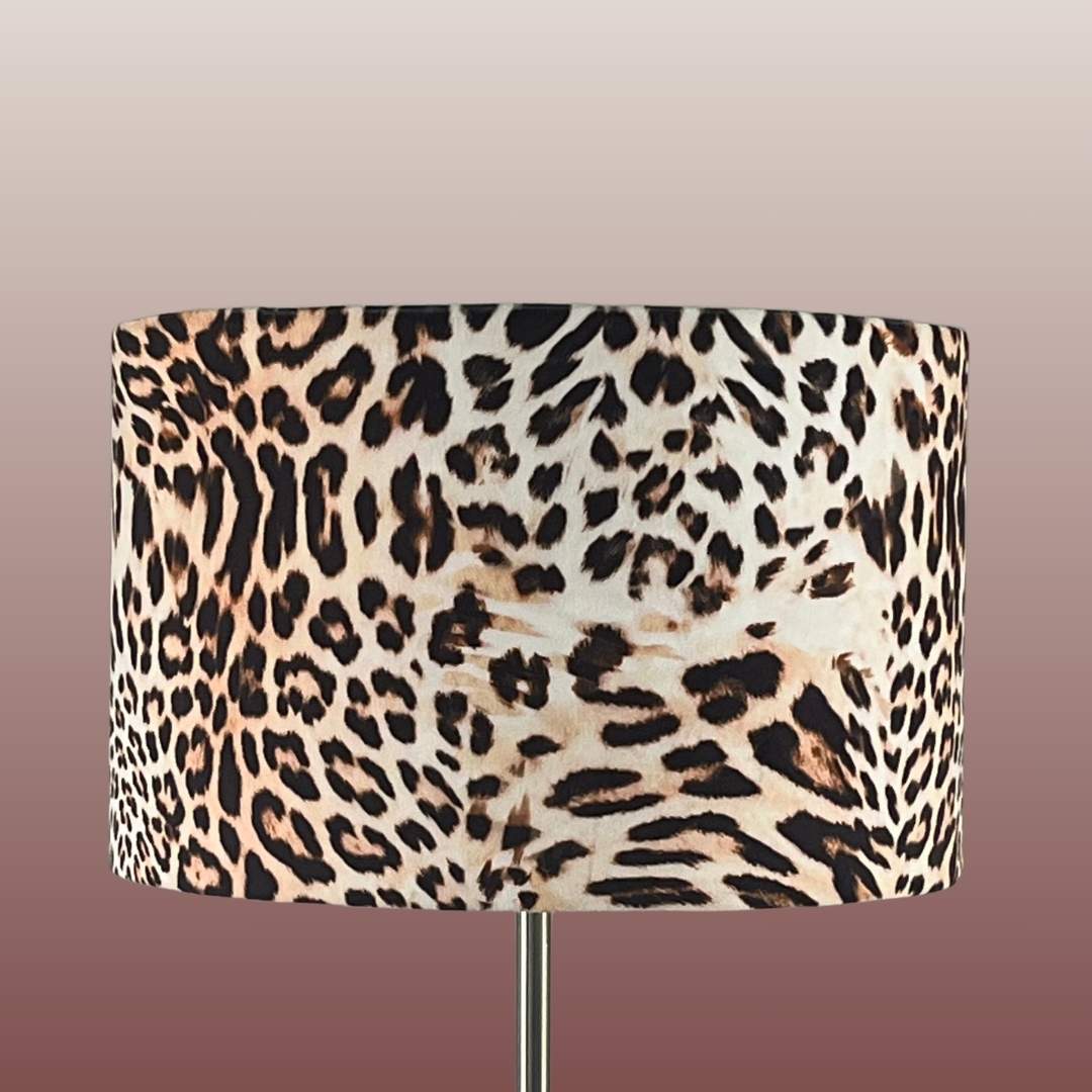 Leopard Print velvet drum lampshade close up