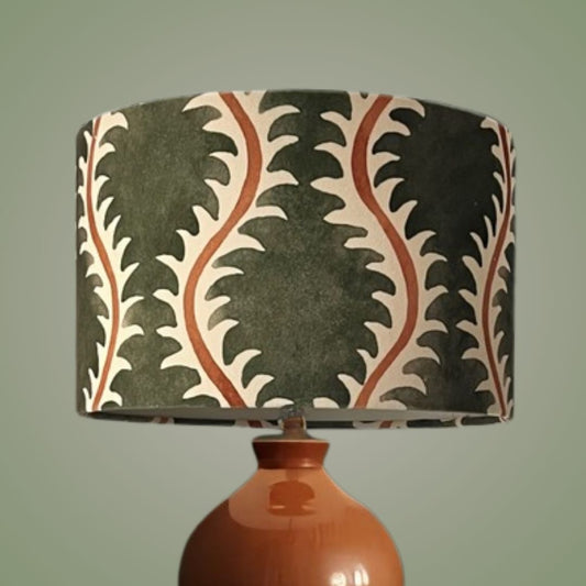 Linwood Helter Skelter lampshade in moss velvet 