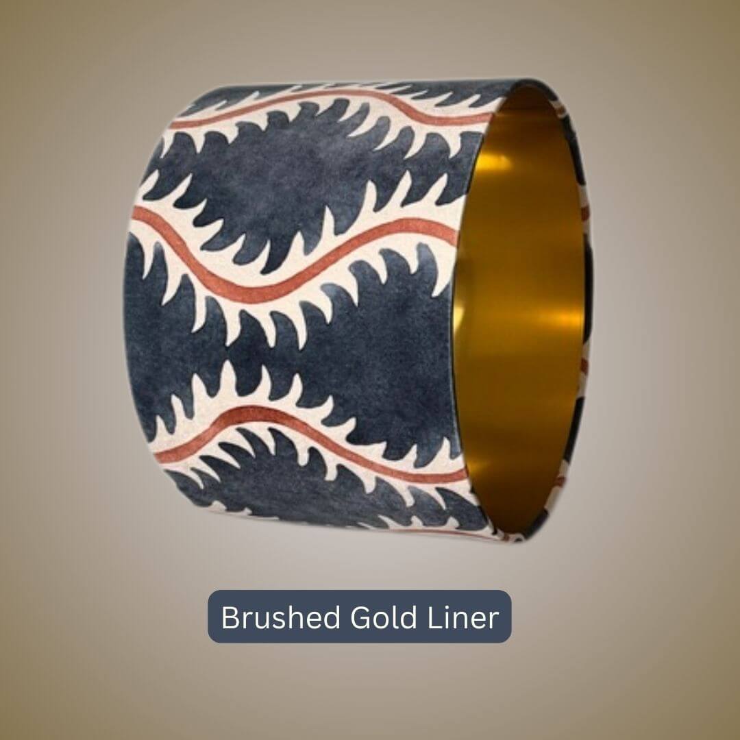 Linwood Helter Skelter lampshade in ink velvet with brushed gold liner