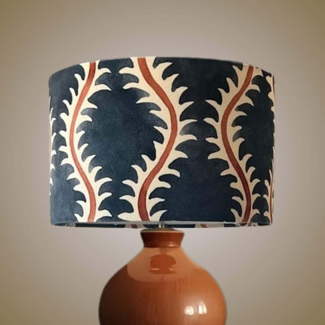 Linwood Helter Skelter lampshade in ink velvet 