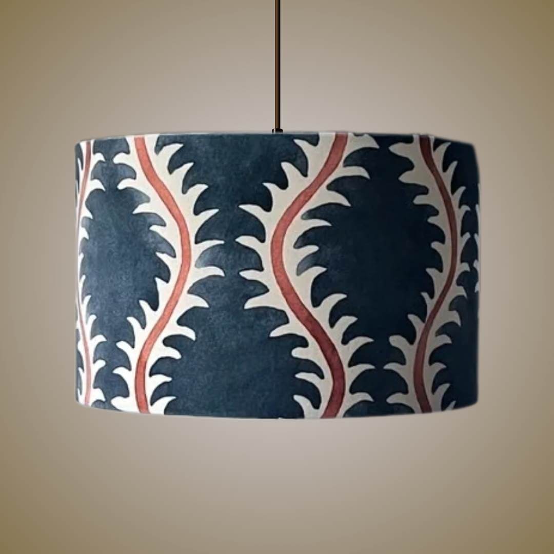 Linwood Helter Skelter lampshade in ink velvet 
