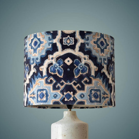 Linwood Kami Indigo Velvet Drum Lampshade 