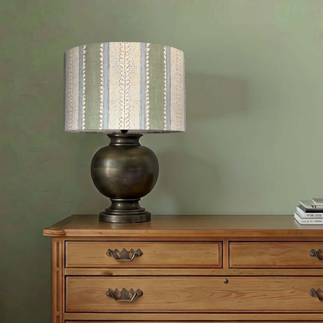 Luxury Linwood Dimity Drum Lampshade in Eucalyptus