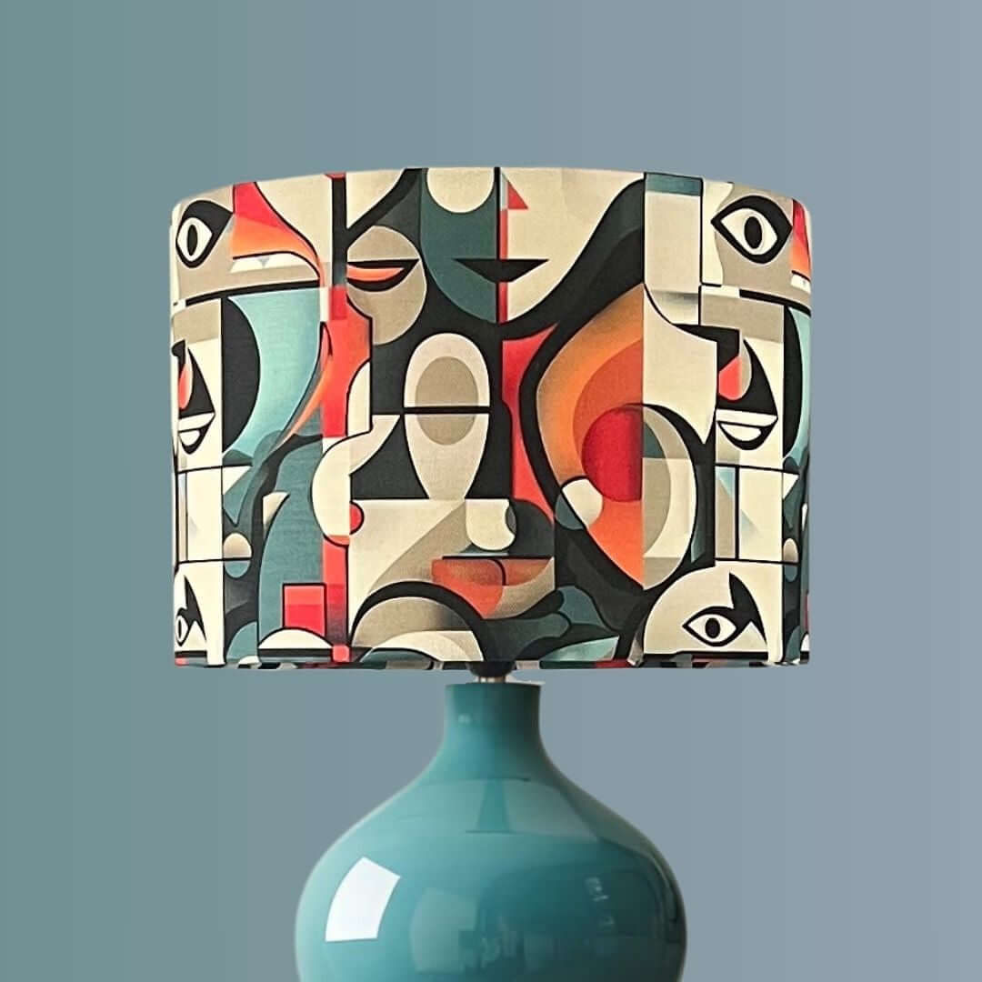 Modern art Cubist picasso style drum lampshade 