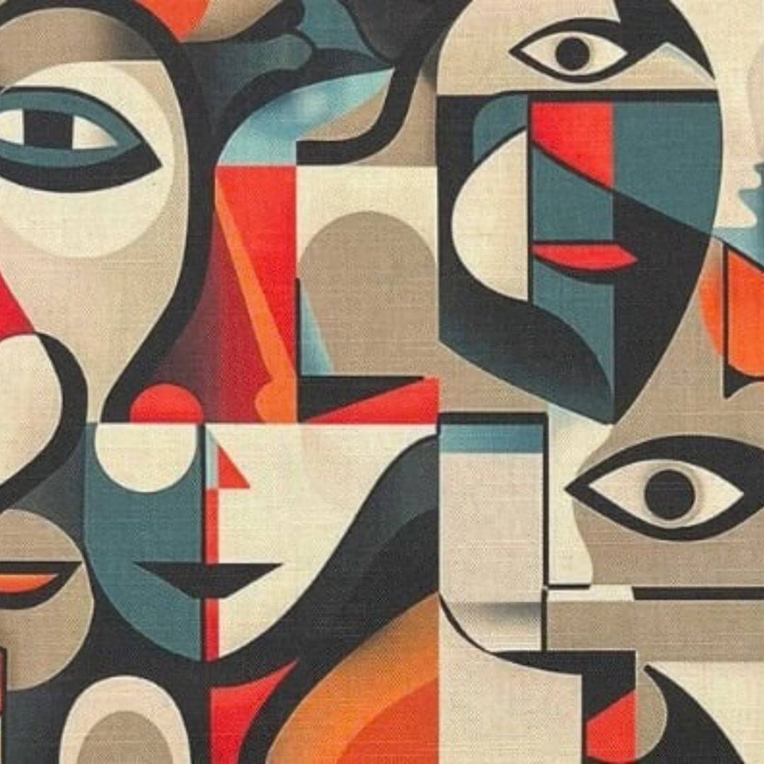 Abstract Faces Modern Art Style Drum Lampshade