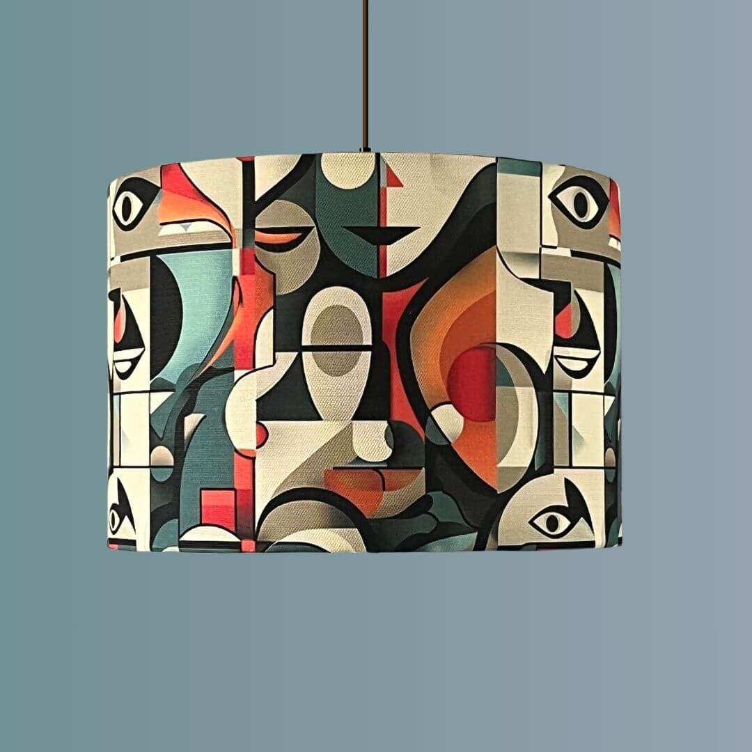 Modern art Cubist picasso style drum lampshade on pendant 