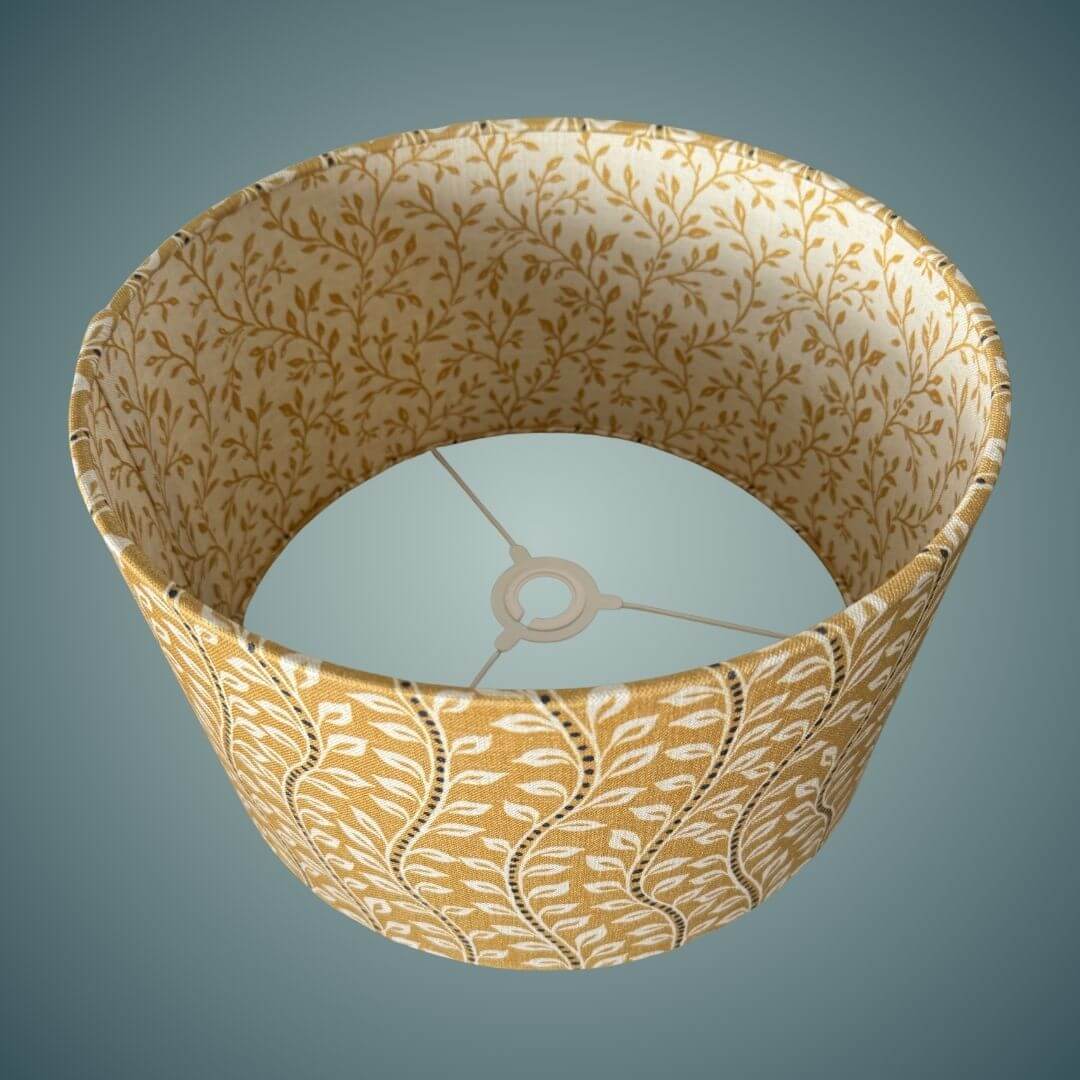 Pretty mustard Double-sided Lampshade with leaf patterns 