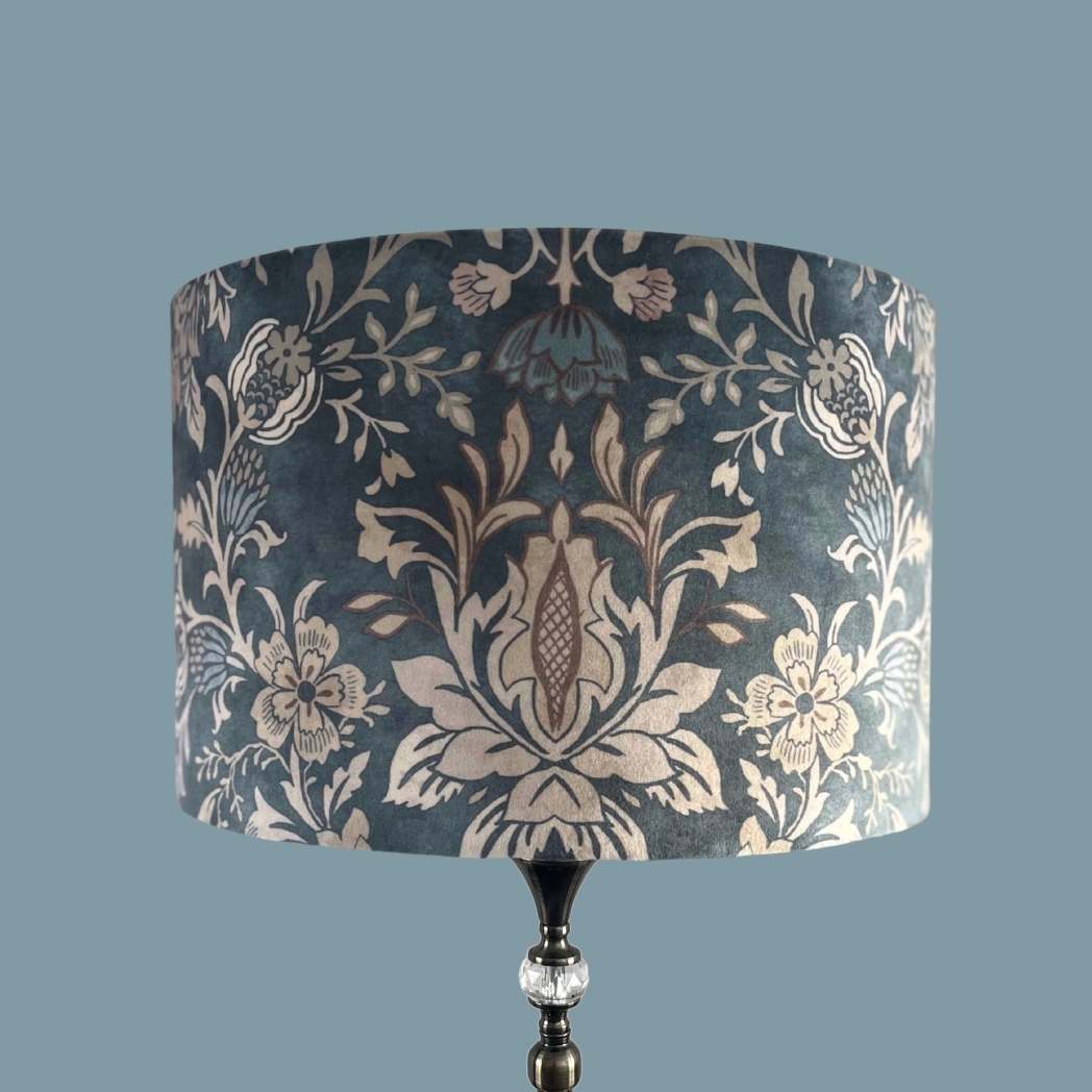 Art Nouveau style Blue Velvet Drum Lampshade
