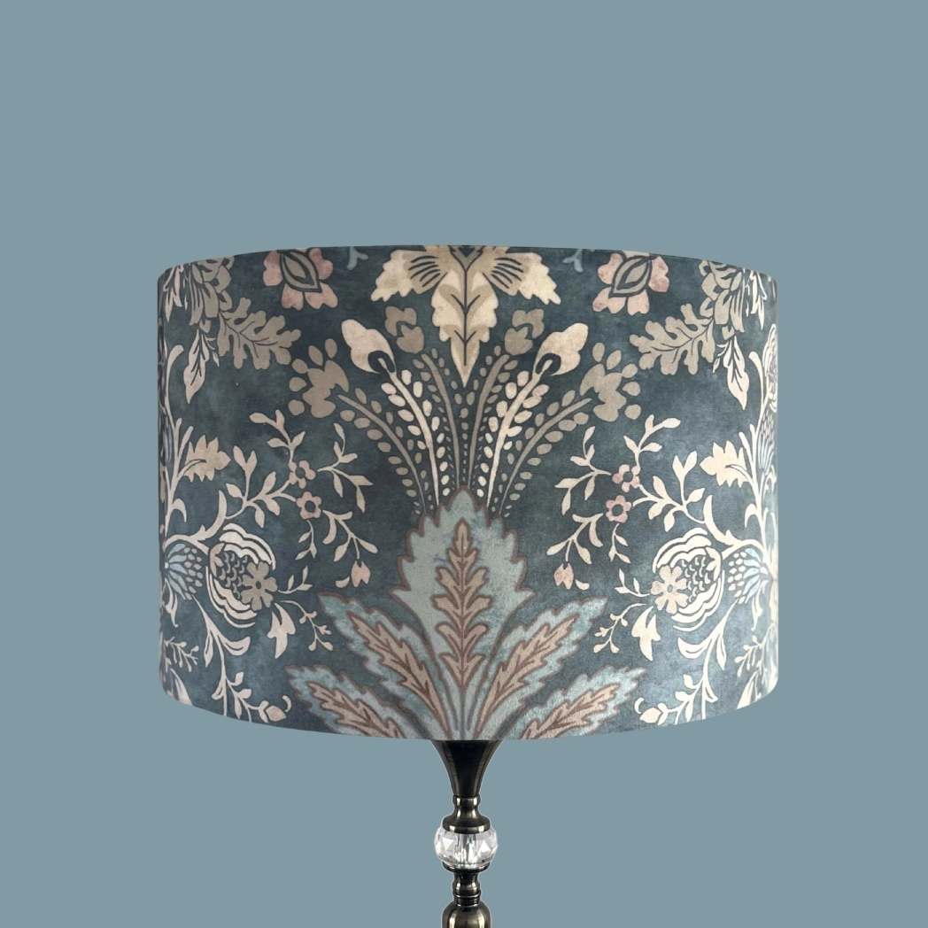 Art Nouveau style Blue Velvet Drum Lampshade