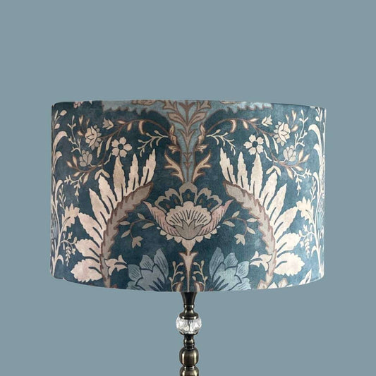 Art Nouveau style Blue Velvet Drum Lampshade