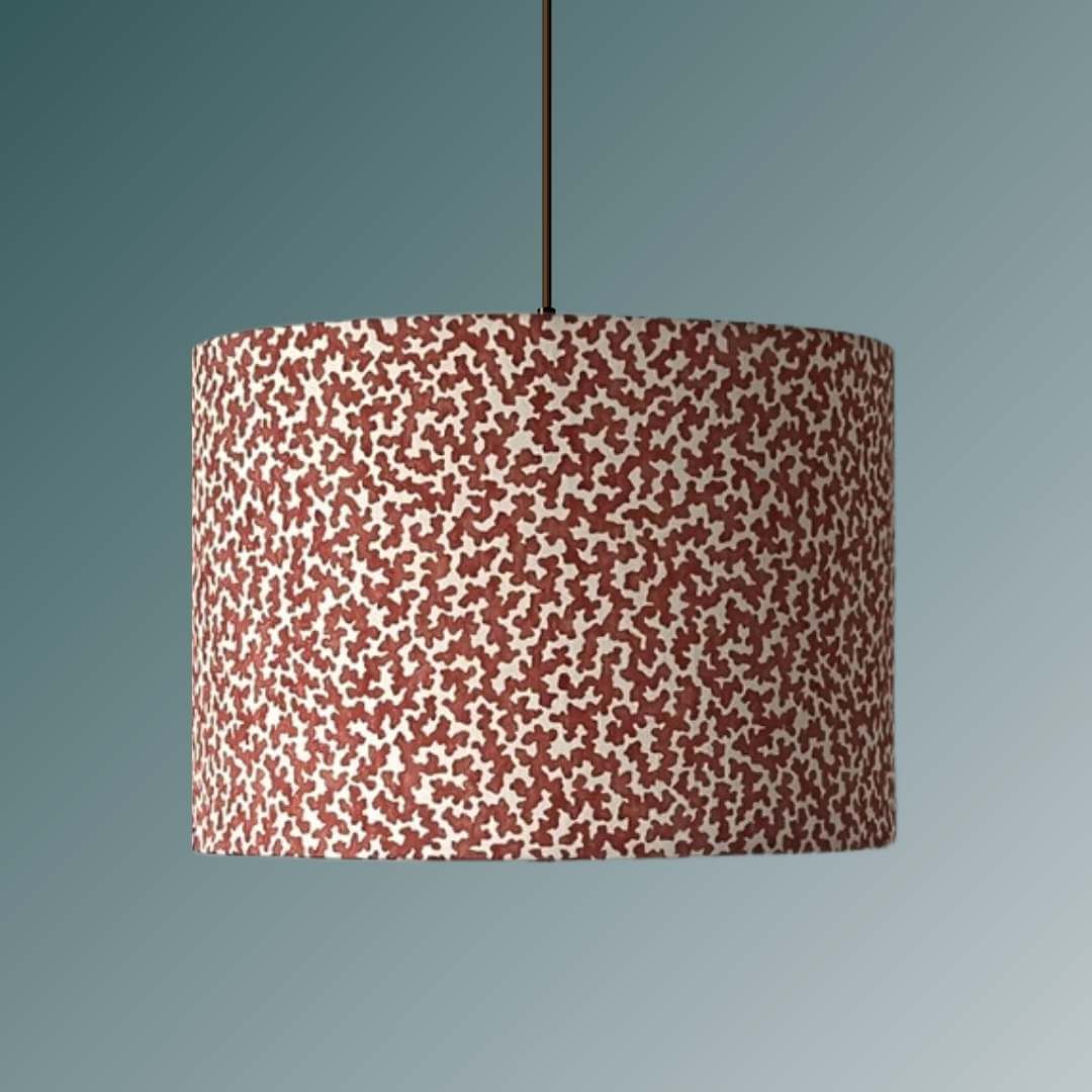Romo Junie Pimento drum lampshade shown on a ceiling pendant