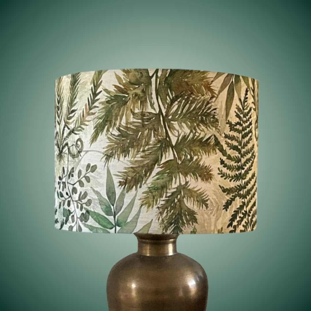 Voyage Maison Elowen drum lampshade with ferns and leaves 