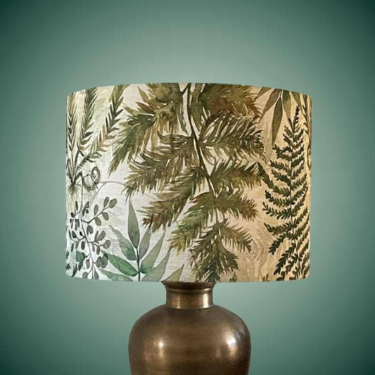 Voyage Maison Elowen drum lampshade with ferns and leaves 