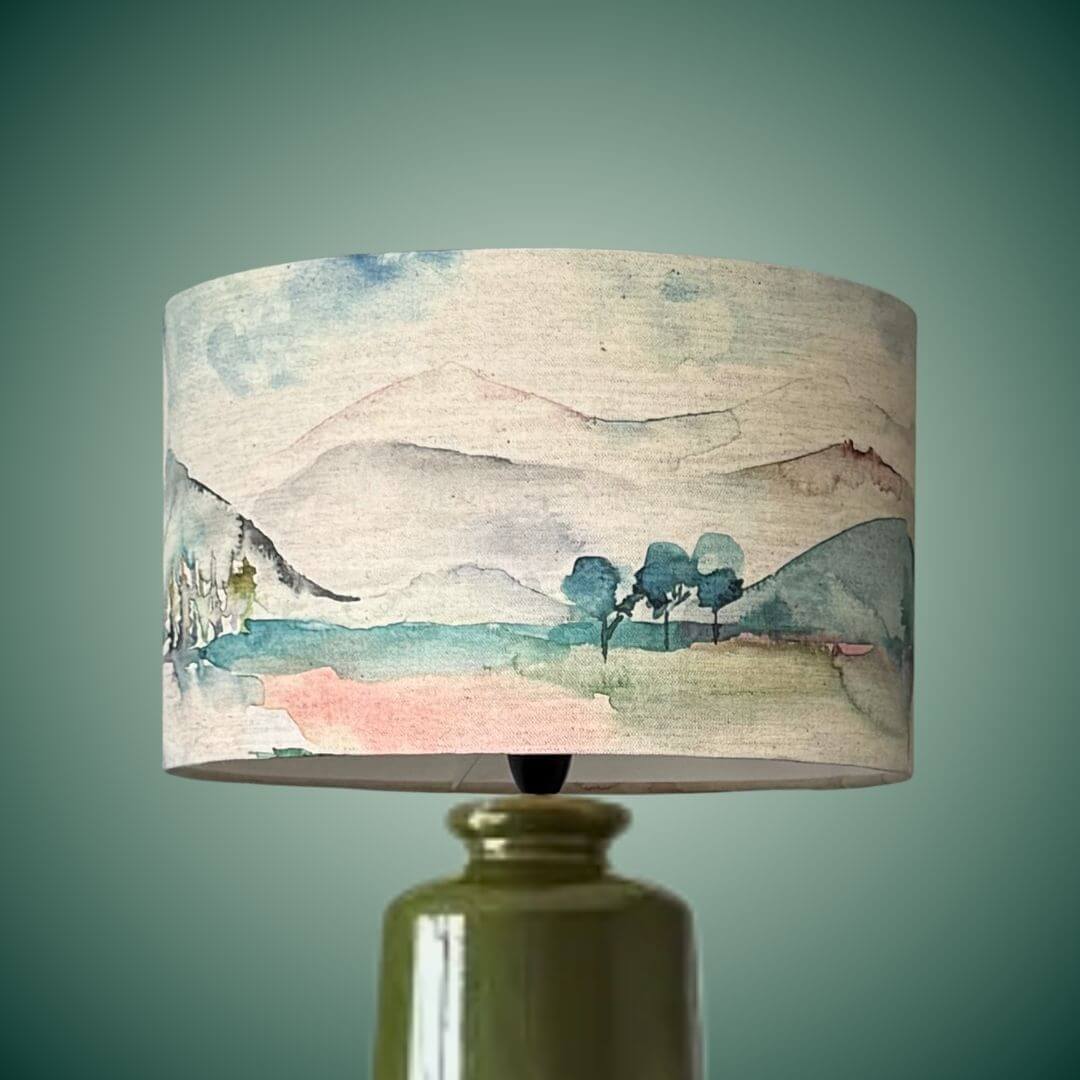 voyage maison russet shores lampshade on a green lamp base