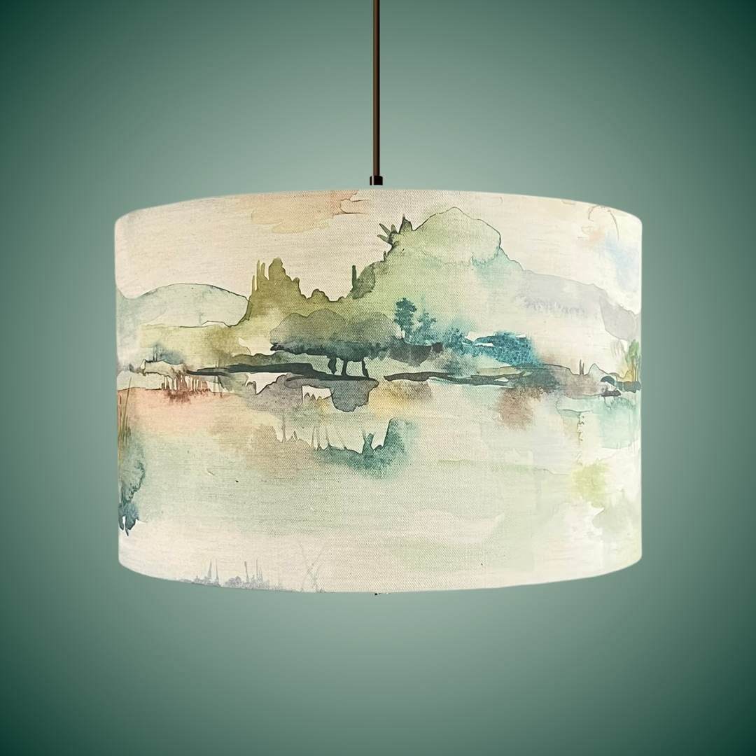 Voyage Maison Russet Shores Drum lampshade on a ceiling pendant 