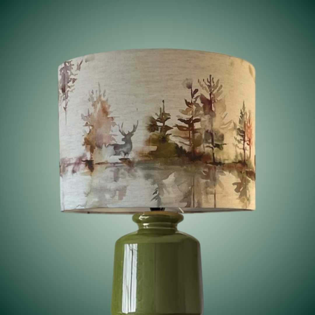 Drum lampshade in Voyage Maison Wilderness fabric in plum