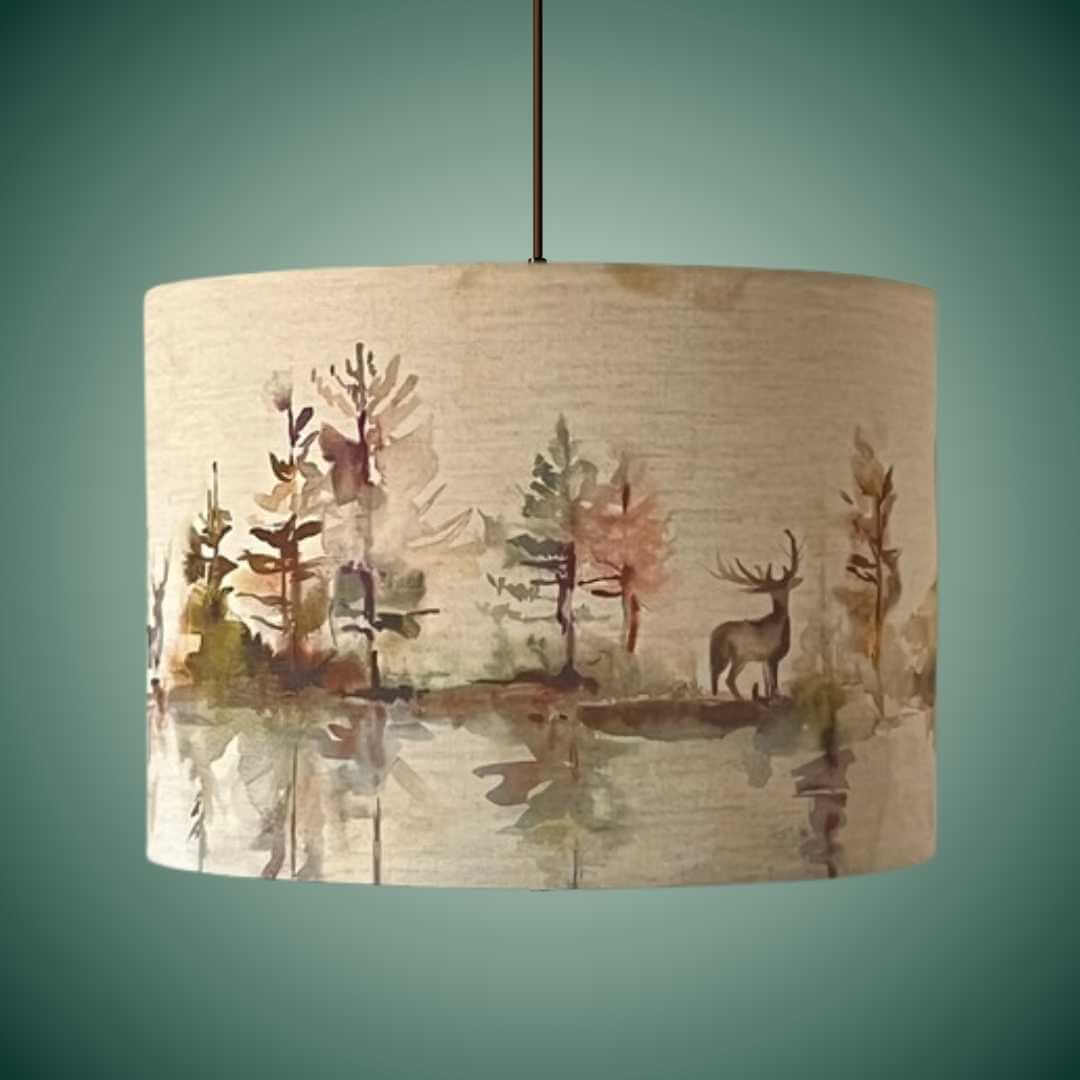 Drum lampshade in Voyage Maison Wilderness fabric in plum